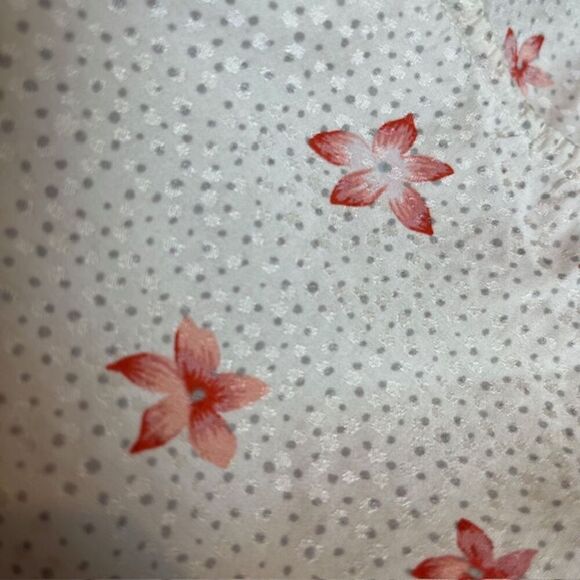 Rebecca Taylor Silk Blend Sleeveless Ruffle Top White Dot Floral Size 12 - Picture 6 of 11